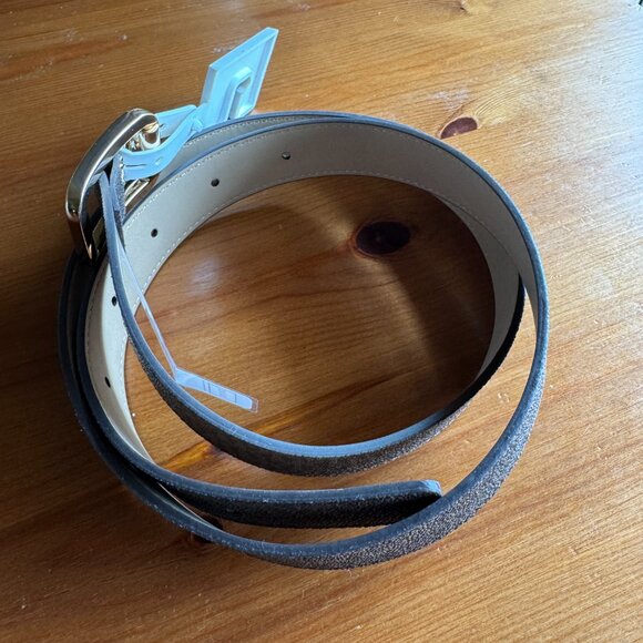 NWT MICHAEL KORS MK Brown/Tan Logo Belt with Goldtone Buckle Style 556267C in XL - Picture 9 of 11